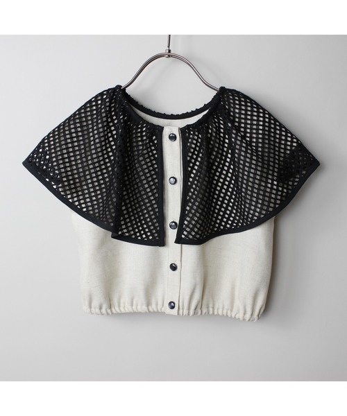 maarook（マルーク）の「杢ツイルメッシュケープ衿ブラウス（シャツ/ブラウス・キッズ・オートミール・140cm/150cm/160cm）」の7枚目の写真