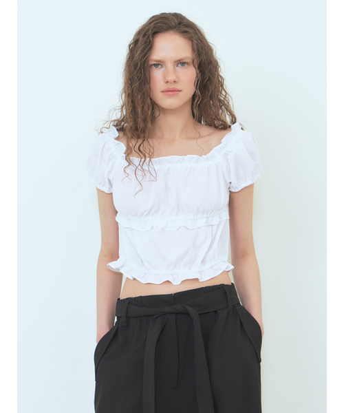 ETMON（エトモン）の「Banding Shirring Blouse White（シャツ/ブラウス・レディース・その他・FREE）」の2枚目の写真