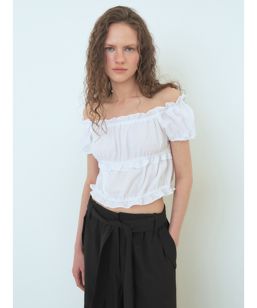 ETMON（エトモン）の「Banding Shirring Blouse White（シャツ/ブラウス・レディース・その他・FREE）」の5枚目の写真