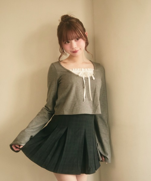 TITTY&CO.（ティティーアンドコー）の「バックリボンスカート（スカート・レディース・グレー/チャコールグレー・SMALL/MEDIUM）」の6枚目の写真