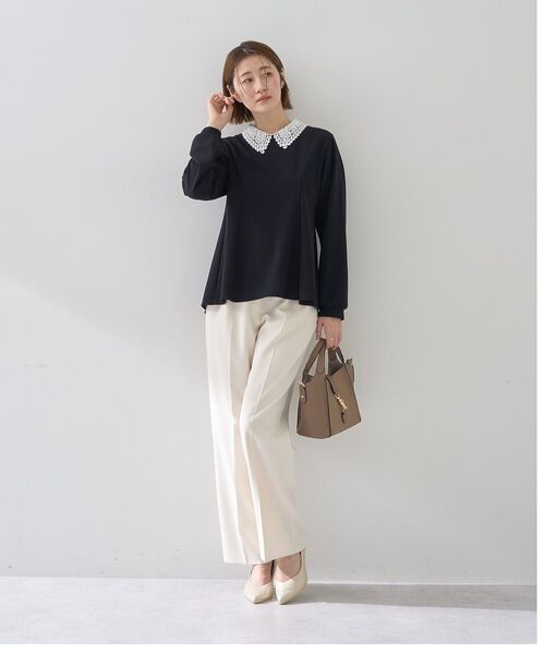 YECCA VECCA（イェッカヴェッカ）の「サイドベルテッドハイウエストパンツ（その他パンツ・レディース・アイボリー/ベージュ/ミント/ネイビー・S/M/M-L）」の11枚目の写真