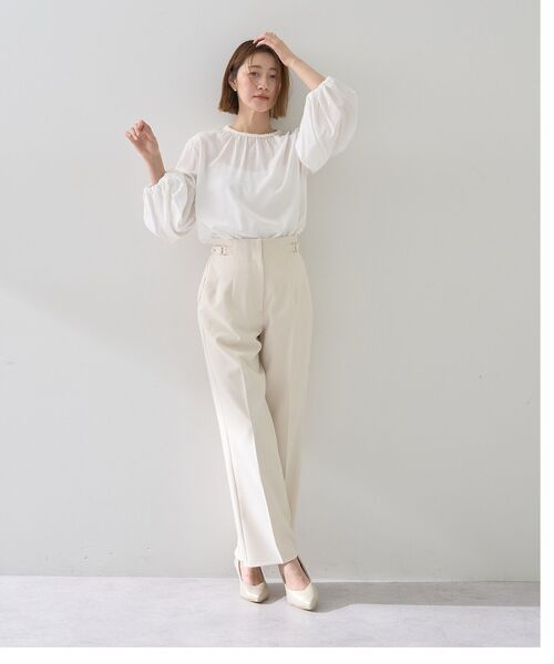 YECCA VECCA（イェッカヴェッカ）の「サイドベルテッドハイウエストパンツ（その他パンツ・レディース・アイボリー/ベージュ/ミント/ネイビー・S/M/M-L）」の13枚目の写真