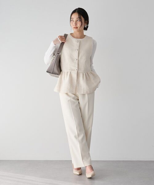 YECCA VECCA(イェッカヴェッカ)の「サイドベルテッドハイウエストパンツ(その他パンツ・レディース・アイボリー/ベージュ/ミント/ネイビー・S/M/M-L)」の5枚目の写真