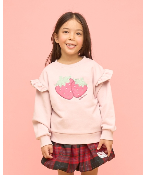 Lycee mine(リセマイン)の「【速乾裏毛】いちごアップリケスウェット(スウェット・キッズ・アイボリー/ライトピンク/ブラック/ブルーグレー・100cm/140cm/130cm/120cm/110cm/150cm)」の4枚目の写真