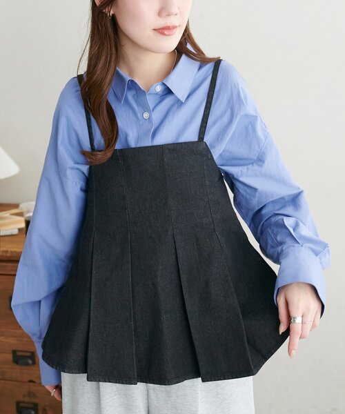 DISCOAT（ディスコート）の「デニムキャミ（キャミソール・レディース・ネイビー/ブラック・FREE）」の9枚目の写真