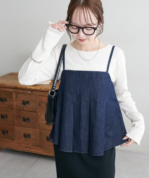 DISCOAT（ディスコート）の「デニムキャミ（キャミソール・レディース・ネイビー/ブラック・FREE）」の15枚目の写真