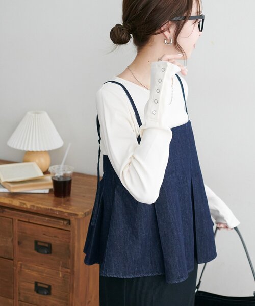 DISCOAT（ディスコート）の「デニムキャミ（キャミソール・レディース・ネイビー/ブラック・FREE）」の18枚目の写真