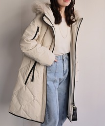 ap retro（アプレトロ）の「【premium】 フードファー配色キルティングダウンコート / ファー取り外し可能2WAY（ダウンジャケット/コート）」