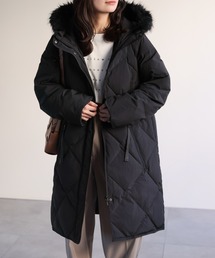 ap retro（アプレトロ）の「【premium】 フードファー配色キルティングダウンコート / ファー取り外し可能2WAY（ダウンジャケット/コート）」