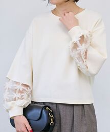 le.coeur blanc | 《WEB限定アイテム》袖レースダンボールスウェット(スウェット)