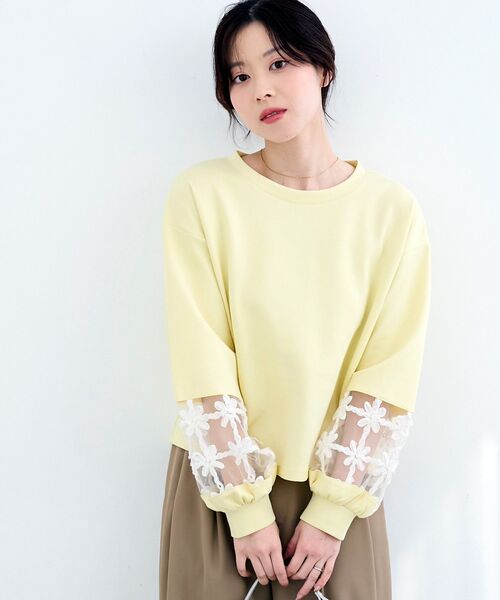 le.coeur blanc（ルクールブラン）の「《WEB限定アイテム》袖レースダンボールスウェット（スウェット・レディース・オフホワイト・38）」の9枚目の写真