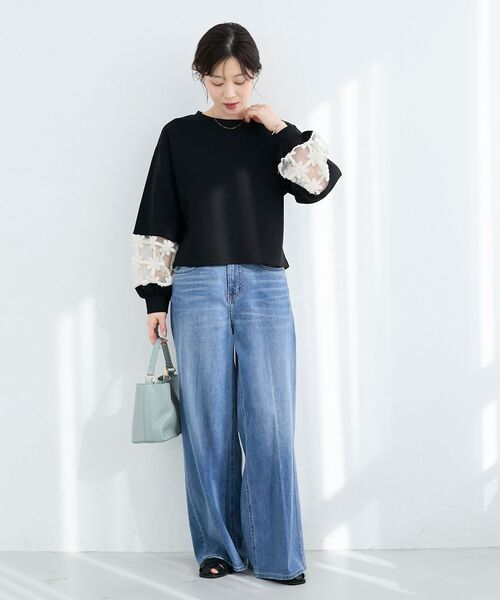 le.coeur blanc（ルクールブラン）の「《WEB限定アイテム》袖レースダンボールスウェット（スウェット・レディース・オフホワイト・38）」の14枚目の写真