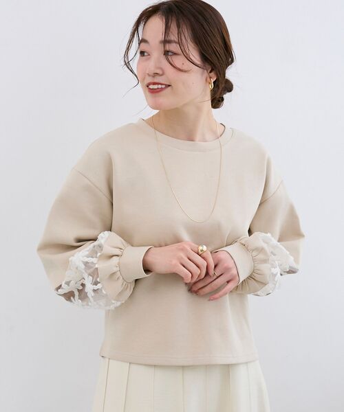 le.coeur blanc（ルクールブラン）の「《WEB限定アイテム》袖レースダンボールスウェット（スウェット・レディース・オフホワイト・38）」の13枚目の写真