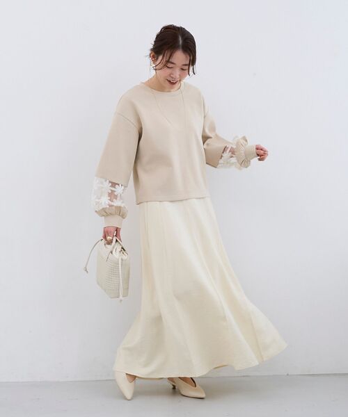 le.coeur blanc（ルクールブラン）の「《WEB限定アイテム》袖レースダンボールスウェット（スウェット・レディース・オフホワイト・38）」の12枚目の写真