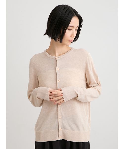 MIESROHE(ミースロエ)の「【セットアップ対応】【洗える】シルク混天竺ニットカーデ(ニット/セーター・レディース・ブラック/ベージュ・F)」の9枚目の写真