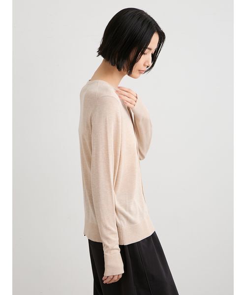MIESROHE(ミースロエ)の「【セットアップ対応】【洗える】シルク混天竺ニットカーデ(ニット/セーター・レディース・ブラック/ベージュ・F)」の12枚目の写真