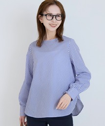 ストライプ ノーカラーシャツ」に該当するレディースファッション通販