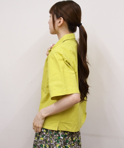 ORCIVAL（オーシバル）の「ORCIVAL/オーシバル　ガーメントダイポプリン レギュラーカラーショートスリーブシャツ　REGULAR COLLAR POPLIN SHORTSLEEVE SHIRT　OR-B0446 GDP（シャツ/ブラウス・レディース・クリーム/ダークベージュ/イエロー・1）」の11枚目の写真