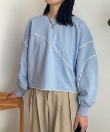 配色パイピング スウェット プルオーバー