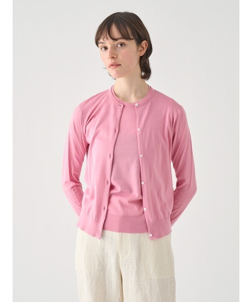 JOHN SMEDLEY(ジョンスメドレー)の「長袖コットンニットカーディガン(カーディガン/ボレロ・レディース・ピンク系1・M/L/S)」の3枚目の写真