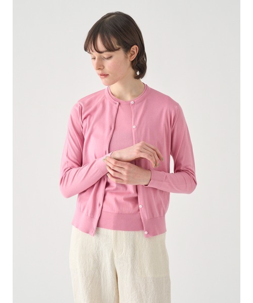 JOHN SMEDLEY(ジョンスメドレー)の「長袖コットンニットカーディガン(カーディガン/ボレロ・レディース・ピンク系1・M/L/S)」の4枚目の写真