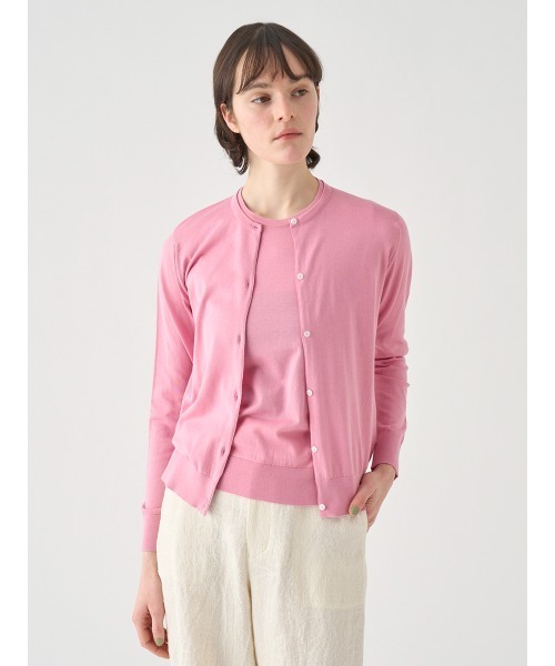 JOHN SMEDLEY(ジョンスメドレー)の「長袖コットンニットカーディガン(カーディガン/ボレロ・レディース・ピンク系1・M/L/S)」の5枚目の写真