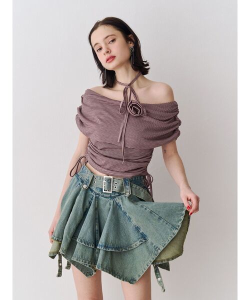 jouetie（ジュエティ）の「アシメヘムデニムミニスカート（デニムスカート・レディース・ブラック/ブルー・MEDIUM）」の3枚目の写真