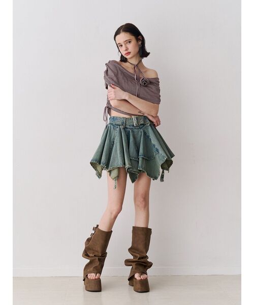 jouetie（ジュエティ）の「アシメヘムデニムミニスカート（デニムスカート・レディース・ブラック/ブルー・MEDIUM）」の6枚目の写真