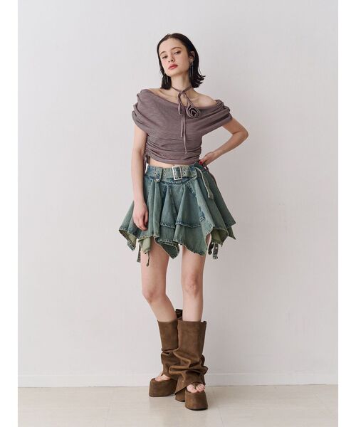 jouetie（ジュエティ）の「アシメヘムデニムミニスカート（デニムスカート・レディース・ブラック/ブルー・MEDIUM）」の7枚目の写真