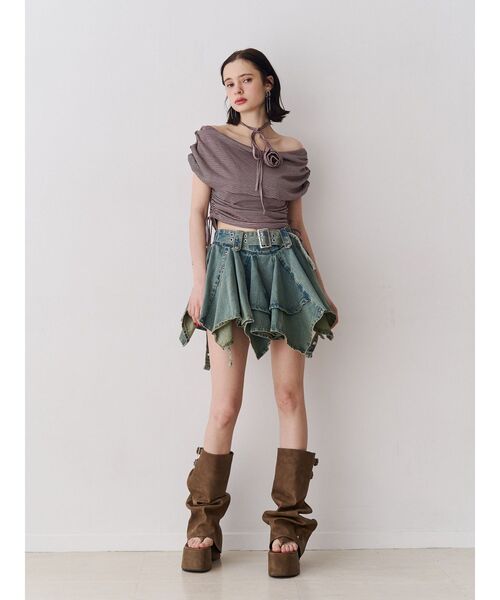 jouetie（ジュエティ）の「アシメヘムデニムミニスカート（デニムスカート・レディース・ブラック/ブルー・MEDIUM）」の8枚目の写真