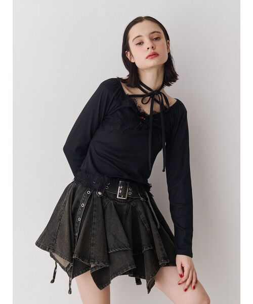 jouetie（ジュエティ）の「アシメヘムデニムミニスカート（デニムスカート・レディース・ブラック/ブルー・MEDIUM）」の9枚目の写真