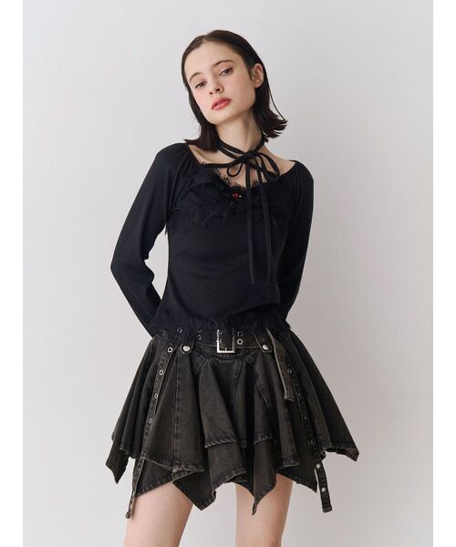 jouetie（ジュエティ）の「アシメヘムデニムミニスカート（デニムスカート・レディース・ブラック/ブルー・MEDIUM）」の10枚目の写真