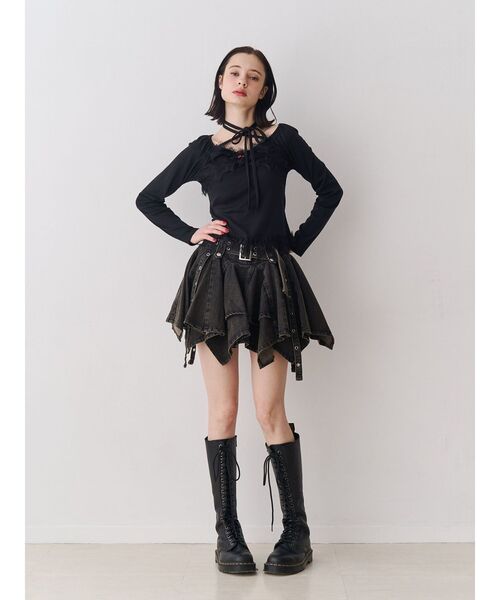 jouetie（ジュエティ）の「アシメヘムデニムミニスカート（デニムスカート・レディース・ブラック/ブルー・MEDIUM）」の14枚目の写真