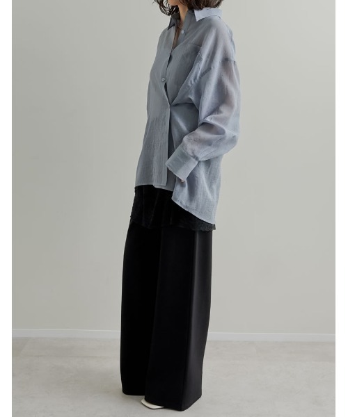 Re:EDIT（リエディ）の「[2026S/S COLLECTION]2WAYシャイニーシアーシャツ（シャツ/ブラウス・レディース・ホワイト/ミント/ブルー/グレー・LARGE/MEDIUM）」の7枚目の写真