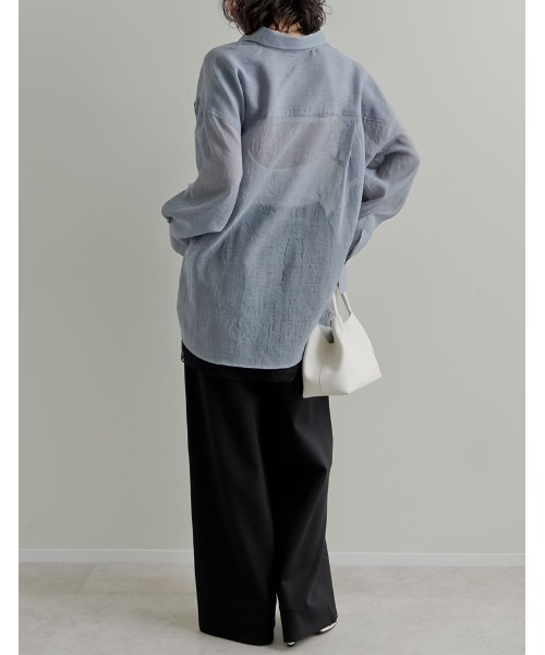 Re:EDIT（リエディ）の「[2026S/S COLLECTION]2WAYシャイニーシアーシャツ（シャツ/ブラウス・レディース・ホワイト/ミント/ブルー/グレー・LARGE/MEDIUM）」の8枚目の写真