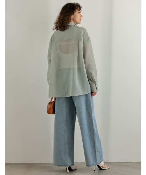 Re:EDIT（リエディ）の「[2026S/S COLLECTION]2WAYシャイニーシアーシャツ（シャツ/ブラウス・レディース・ホワイト/ミント/ブルー/グレー・LARGE/MEDIUM）」の12枚目の写真