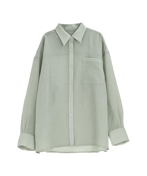 Re:EDIT（リエディ）の「[2026S/S COLLECTION]2WAYシャイニーシアーシャツ（シャツ/ブラウス・レディース・ホワイト/ミント/ブルー/グレー・LARGE/MEDIUM）」の20枚目の写真