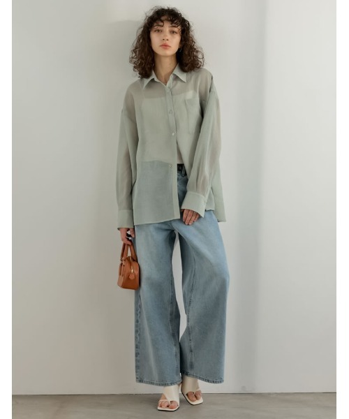 Re:EDIT（リエディ）の「[2026S/S COLLECTION]2WAYシャイニーシアーシャツ（シャツ/ブラウス・レディース・ホワイト/ミント/ブルー/グレー・LARGE/MEDIUM）」の10枚目の写真