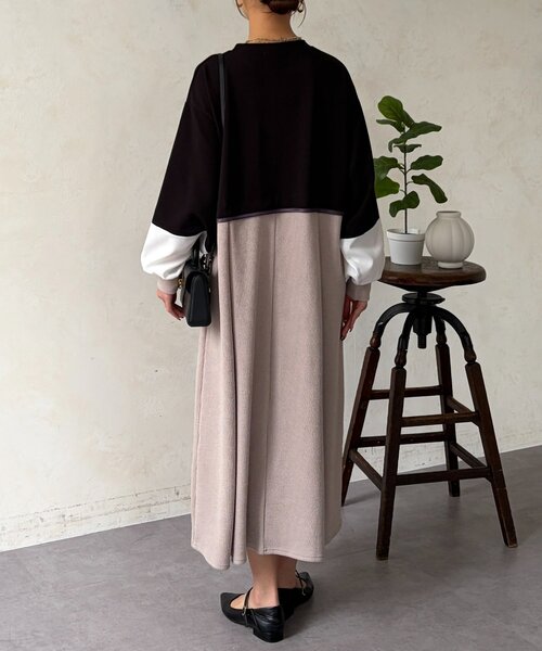 Chez toi（シェトワ）の「ポンチドッキンワンピース（ワンピース・レディース・ベージュ/ブラック/チャコールグレー・FREE）」の10枚目の写真