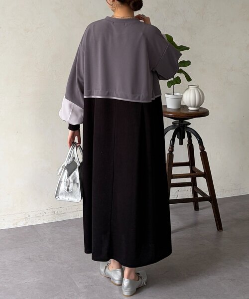 Chez toi（シェトワ）の「ポンチドッキンワンピース（ワンピース・レディース・ベージュ/ブラック/チャコールグレー・FREE）」の17枚目の写真