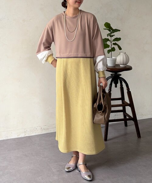 Chez toi（シェトワ）の「ポンチドッキンワンピース（ワンピース・レディース・ベージュ/ブラック/チャコールグレー・FREE）」の20枚目の写真