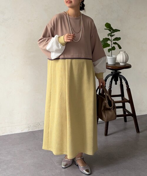 Chez toi（シェトワ）の「ポンチドッキンワンピース（ワンピース・レディース・ベージュ/ブラック/チャコールグレー・FREE）」の22枚目の写真