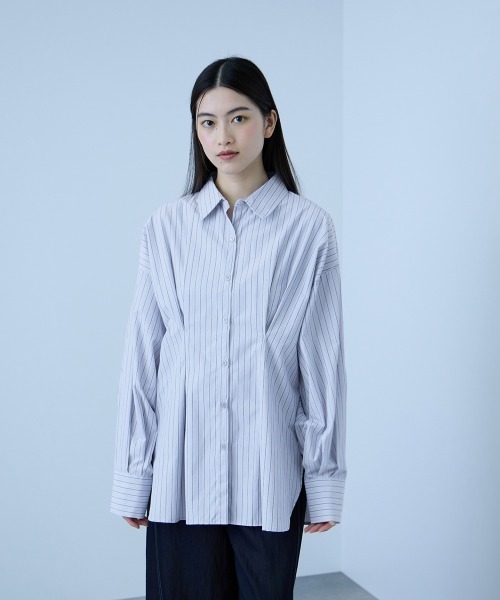 VICKY(ビッキー)の「ストライプウエストタックシャツ≪手洗い可能≫(シャツ/ブラウス・レディース・ピンク系その他/ブルー系その他/イエロー系その他・M)」の2枚目の写真