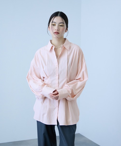 VICKY(ビッキー)の「ストライプウエストタックシャツ≪手洗い可能≫(シャツ/ブラウス・レディース・ピンク系その他/ブルー系その他/イエロー系その他・M)」の4枚目の写真