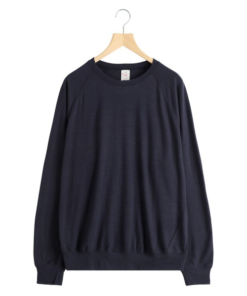 GOLD（ゴールド）の「GOLD / ゴールド：Super 140s WASHBLE WOOL RAGLAN CREW NECK SHIRT：25B-GL69413[MUS]（Tシャツ/カットソー・メンズ・チャコールグレー/ネイビー・L/M）」の2枚目の写真