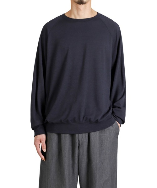 GOLD（ゴールド）の「GOLD / ゴールド：Super 140s WASHBLE WOOL RAGLAN CREW NECK SHIRT：25B-GL69413[MUS]（Tシャツ/カットソー・メンズ・チャコールグレー/ネイビー・L/M）」の13枚目の写真