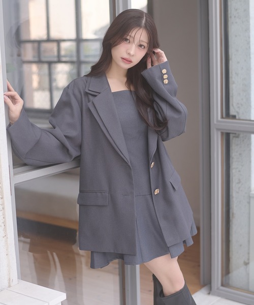Ambre Neige(アンブルネージュ)の「pleats mini camisole dress / プリーツミニキャミワンピース(ワンピース・レディース・チャコールグレー/ベージュ/ダークブラウン・FREE)」の5枚目の写真