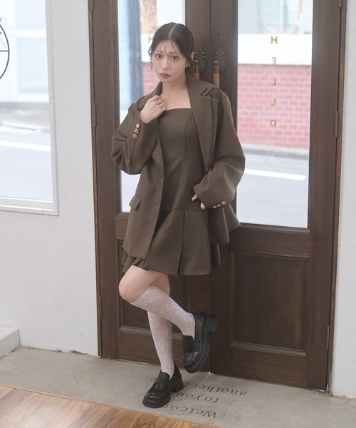 Ambre Neige(アンブルネージュ)の「pleats mini camisole dress / プリーツミニキャミワンピース(ワンピース・レディース・チャコールグレー/ベージュ/ダークブラウン・FREE)」の16枚目の写真