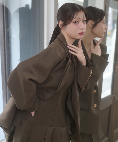 Ambre Neige(アンブルネージュ)の「pleats mini camisole dress / プリーツミニキャミワンピース(ワンピース・レディース・チャコールグレー/ベージュ/ダークブラウン・FREE)」の14枚目の写真