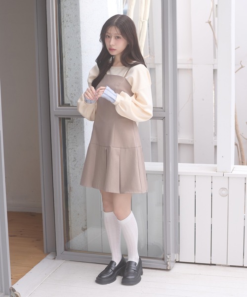 Ambre Neige(アンブルネージュ)の「pleats mini camisole dress / プリーツミニキャミワンピース(ワンピース・レディース・チャコールグレー/ベージュ/ダークブラウン・FREE)」の20枚目の写真